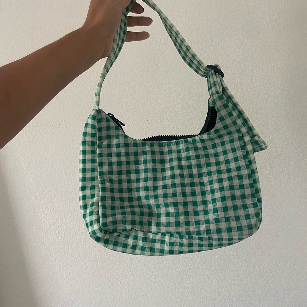 BAGGU Green Checkered Shoulder Bag